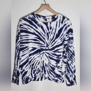 Aeropostale Navy and White Boyfriend Tee Long Sleeve Tye Dye Xs With Tie Accent